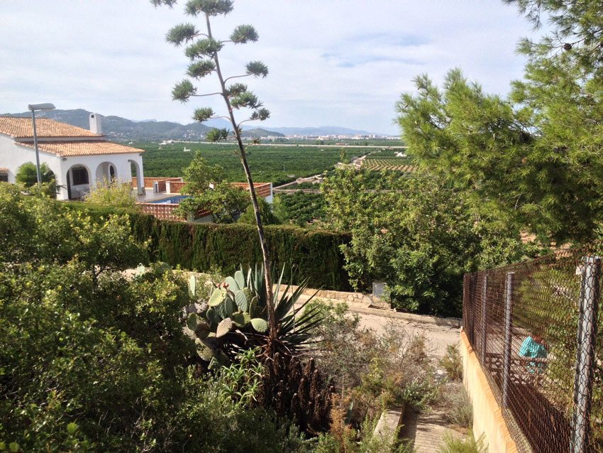 Schönes Baugrundstück in Oliva, nahe der Quelle Font Salada, in oberer Lage mit Panoramablick.