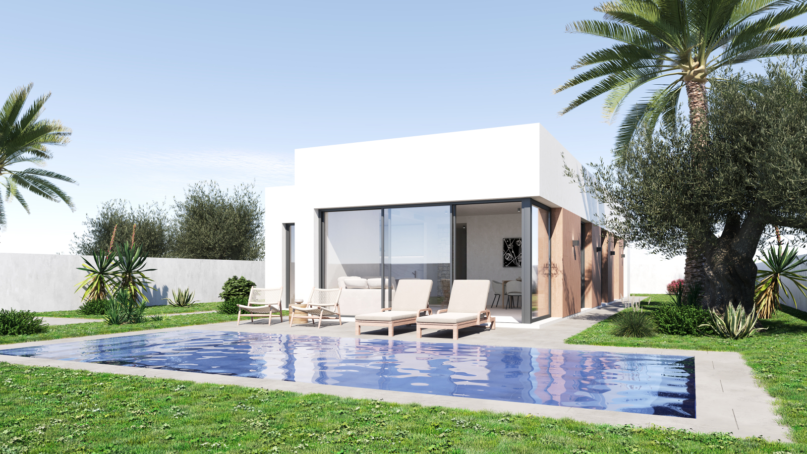 Nueva promoción villas modernas con piscina en Els Poblets. 