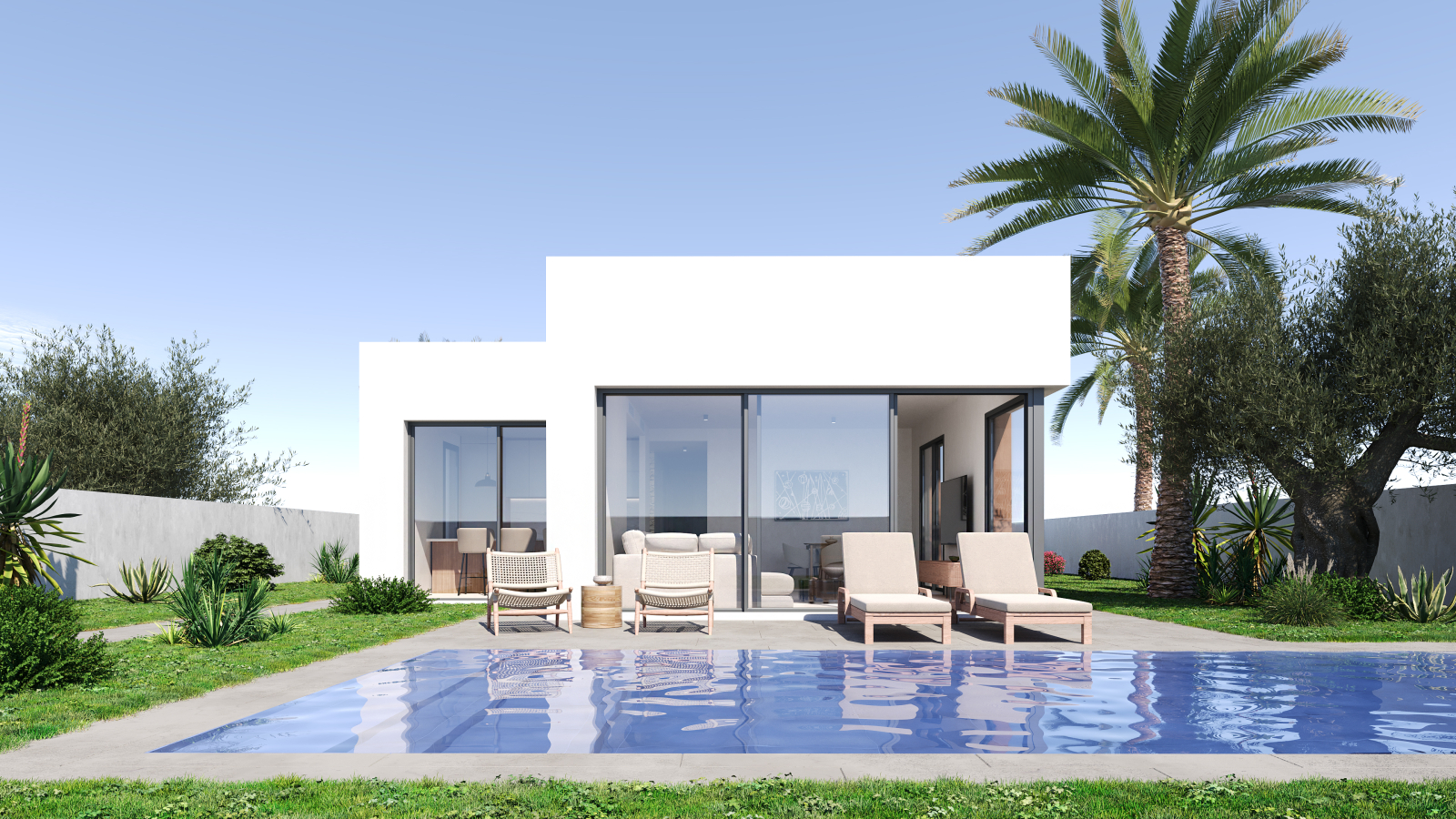 Nueva promoción villas modernas con piscina en Els Poblets. 