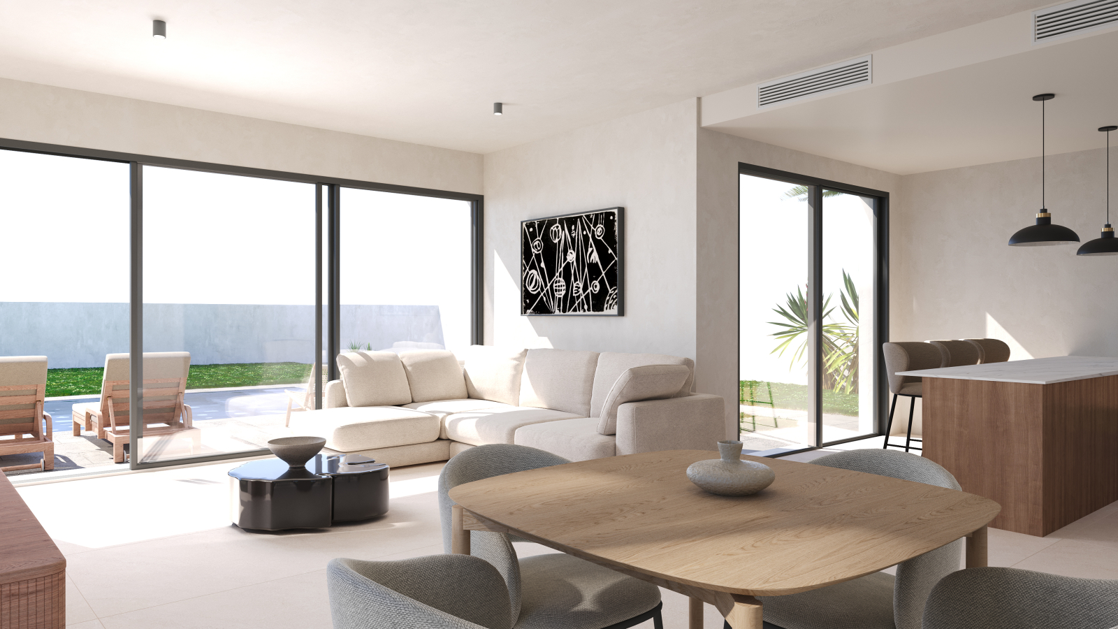 Nueva promoción villas modernas con piscina en Els Poblets. 