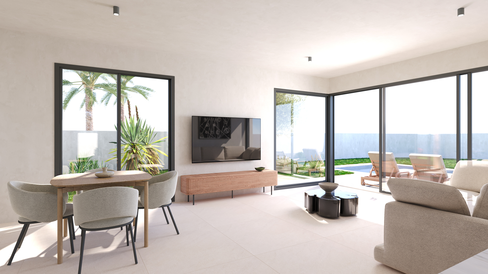 Nueva promoción villas modernas con piscina en Els Poblets. 