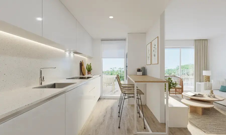 Appartement neuf exclusif de 3 chambres avec piscine, place de garage et débarras