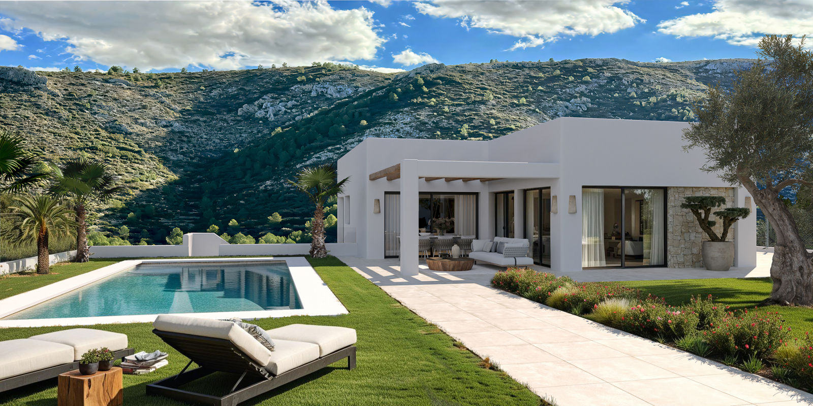 Villa neuve avec 4 chambres et 4 salles de bains, ensoleillée toute l'année