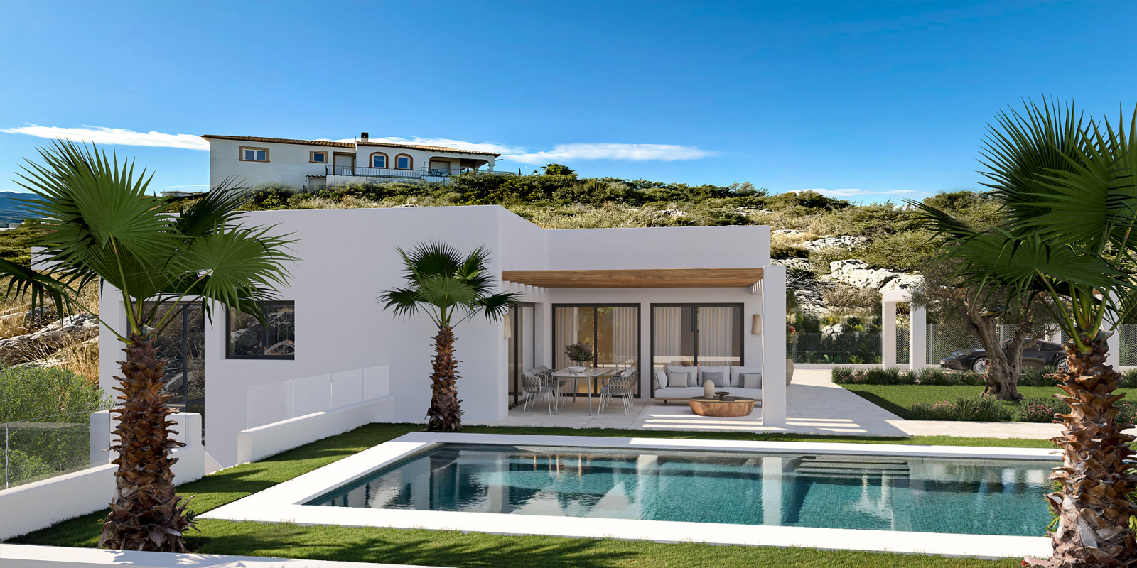 Villa neuve avec 4 chambres et 4 salles de bains, ensoleillée toute l'année